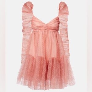 NWT Zimmermann Tulle Ruched Mini Dress in Blush Pink